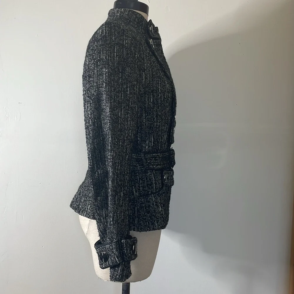 Anne Fontaine Tweed Zip Up Jacket Pockets Size 38 US 4 - Picture 6 of 13